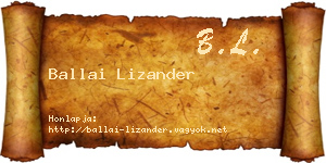 Ballai Lizander névjegykártya